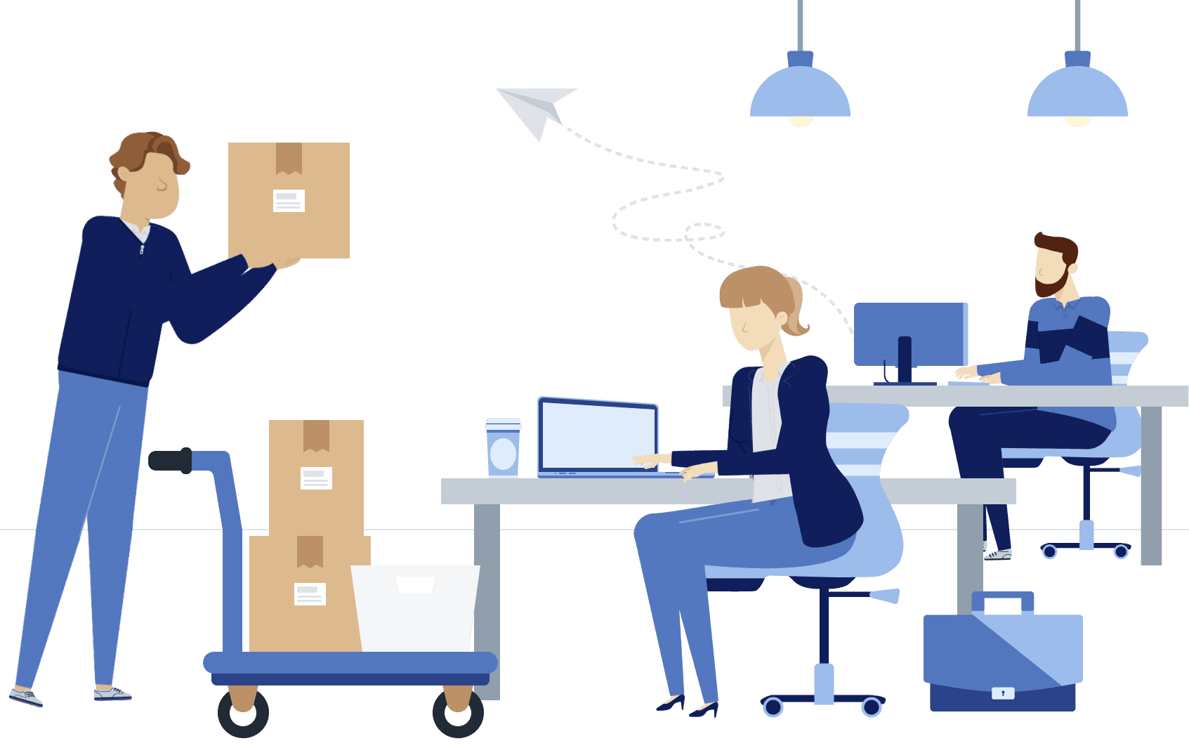 Mailroom operator serving corporate employees