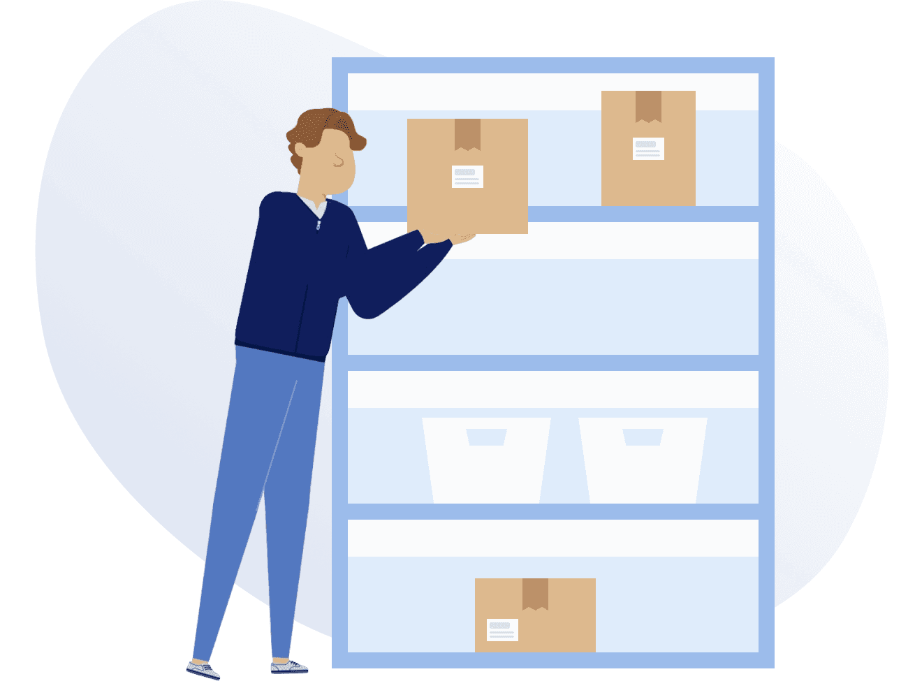 Mailroom operator receiving package