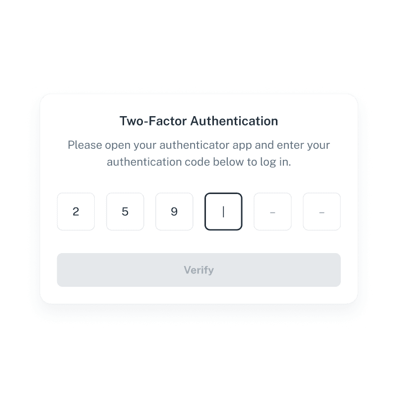Two-factor authentication code input